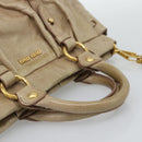Miu Miu Hand Bag Leather 2way Beige Gold Auth bs36293V-7