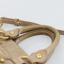 Miu Miu Hand Bag Leather 2way Beige Gold Auth bs36293V-8