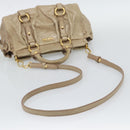 Miu Miu Hand Bag Leather 2way Beige Gold Auth bs36293V-9