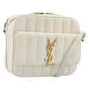 SAINT LAURENT Shoulder Bag Leather White Gold Auth bs36294-1