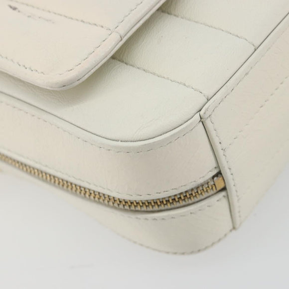 SAINT LAURENT Shoulder Bag Leather White Gold Auth bs36294