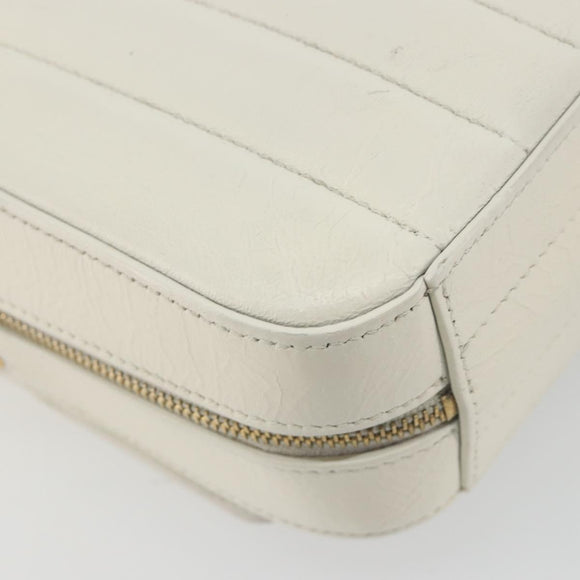 SAINT LAURENT Shoulder Bag Leather White Gold Auth bs36294