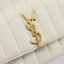 SAINT LAURENT Shoulder Bag Leather White Gold Auth bs36294-17