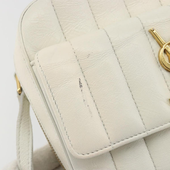 SAINT LAURENT Shoulder Bag Leather White Gold Auth bs36294