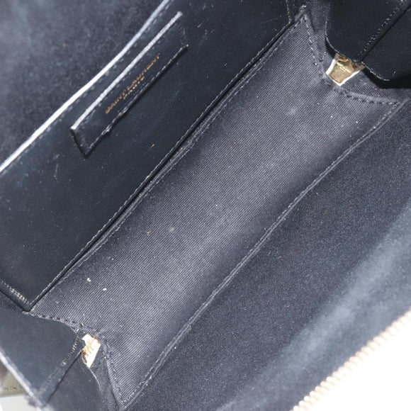 SAINT LAURENT Shoulder Bag Leather White Gold Auth bs36294