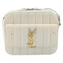 SAINT LAURENT Shoulder Bag Leather White Gold Auth bs36294-13