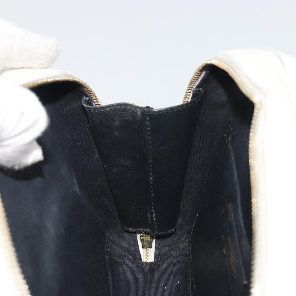 SAINT LAURENT Shoulder Bag Leather White Gold Auth bs36294