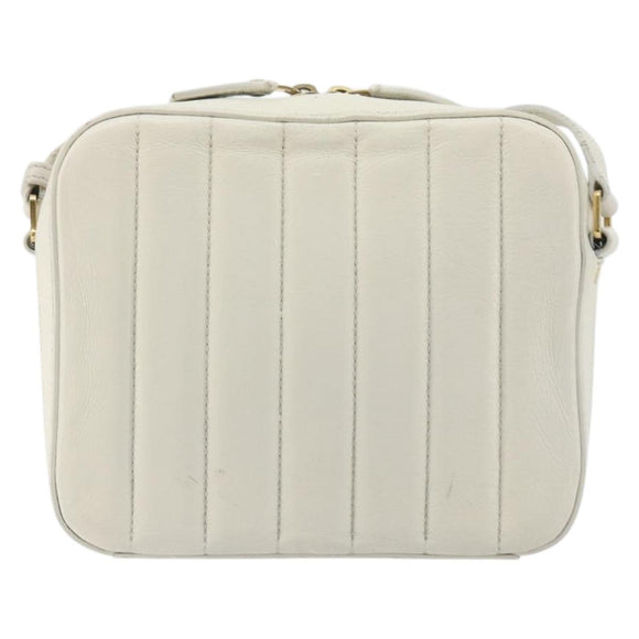 SAINT LAURENT Shoulder Bag Leather White Gold Auth bs36294