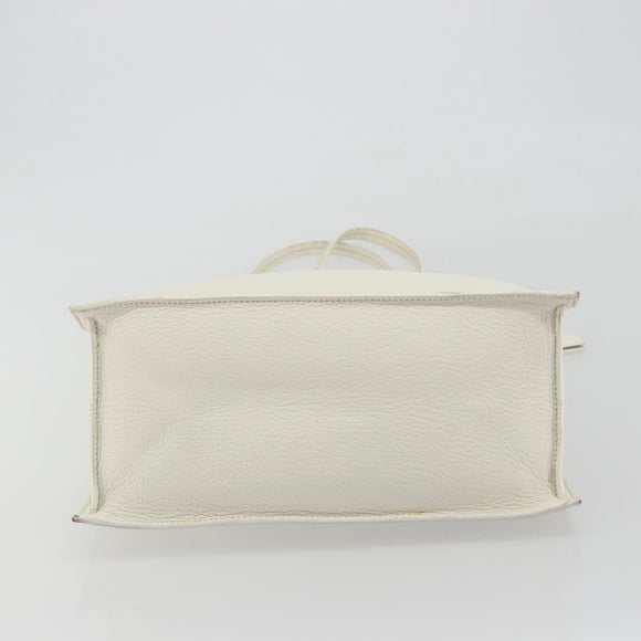 Miu Miu Tote Bag Leather White Silver Auth bs36295A