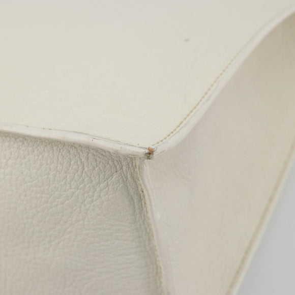 Miu Miu Tote Bag Leather White Silver Auth bs36295A