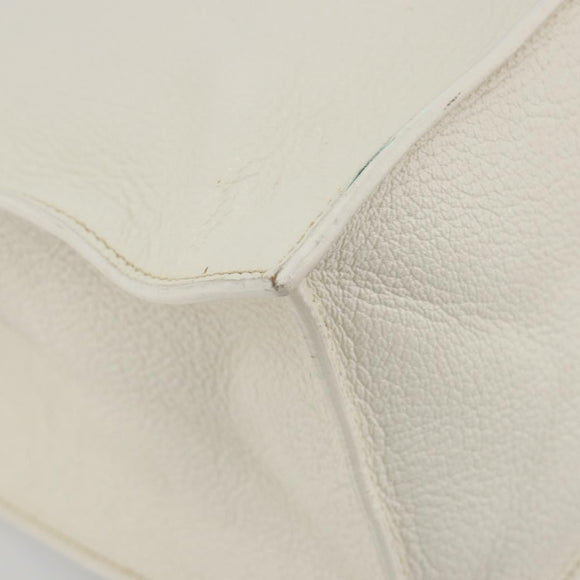 Miu Miu Tote Bag Leather White Silver Auth bs36295A