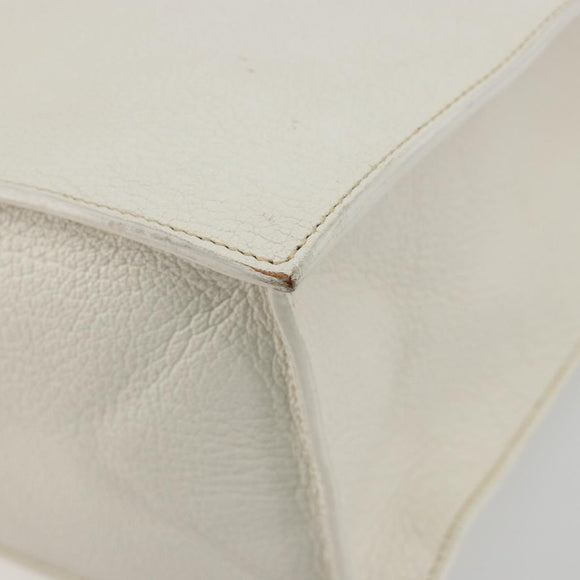 Miu Miu Tote Bag Leather White Silver Auth bs36295A