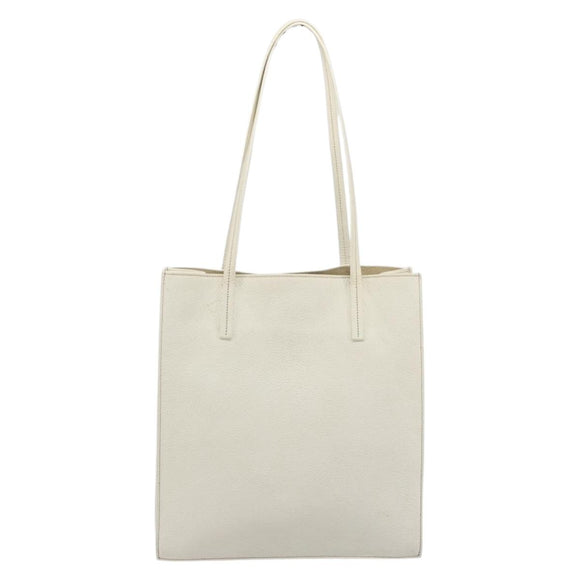 Miu Miu Tote Bag Leather White Silver Auth bs36295A