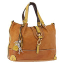 Chloe Hand Bag Leather Beige Gold Silver Auth bs36296A-1