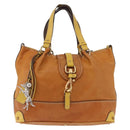 Chloe Hand Bag Leather Beige Gold Silver Auth bs36296A-13