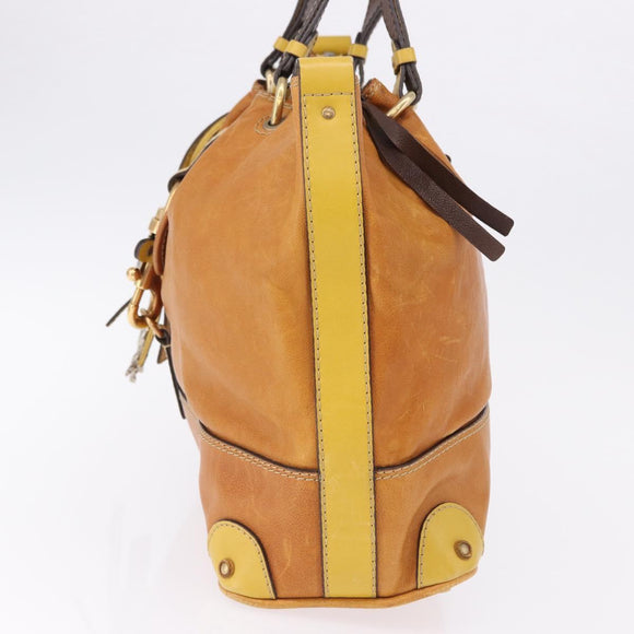 Chloe Hand Bag Leather Beige Gold Silver Auth bs36296A