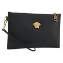 VERSACE Clutch Bag Leather Black Gold Auth bs36298A-1
