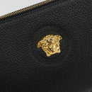 VERSACE Clutch Bag Leather Black Gold Auth bs36298A-17