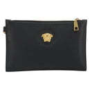 VERSACE Clutch Bag Leather Black Gold Auth bs36298A-13