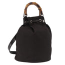 GUCCI Bamboo Hand Bag Nylon 2way Brown Silver 003 2854 0060 5 Auth bs36299A-1