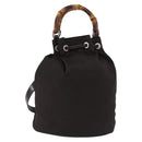 GUCCI Bamboo Hand Bag Nylon 2way Brown Silver 003 2854 0060 5 Auth bs36299A-13