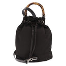 GUCCI Bamboo Hand Bag Nylon 2way Brown Silver 003 2854 0060 5 Auth bs36299A-2