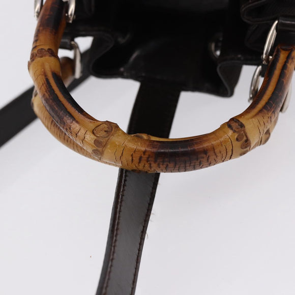 GUCCI Bamboo Hand Bag Nylon 2way Brown Silver 003 2854 0060 5 Auth bs36299A