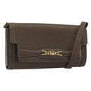 CELINE Shoulder Bag Leather Brown Gold Auth bs36300-1