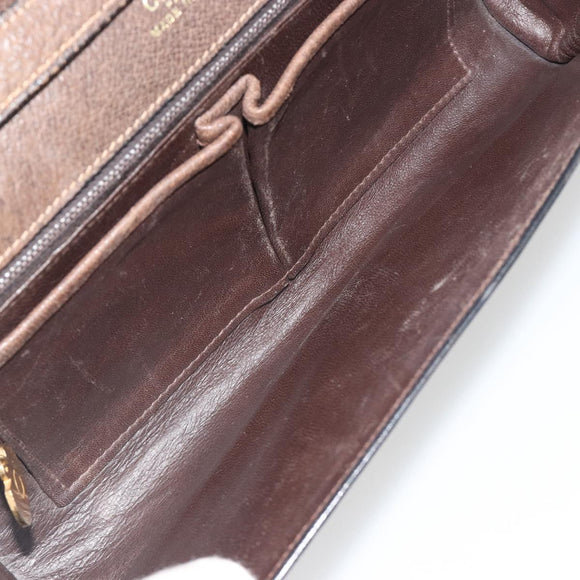 CELINE Shoulder Bag Leather Brown Gold Auth bs36300