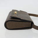 CELINE Shoulder Bag Leather Brown Gold Auth bs36300-4
