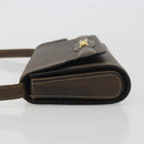 CELINE Shoulder Bag Leather Brown Gold Auth bs36300-5