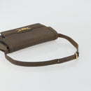 CELINE Shoulder Bag Leather Brown Gold Auth bs36300-7