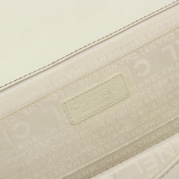 CHANEL Hand Bag Leather White Silver CC Auth bs36301A