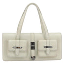 CHANEL Hand Bag Leather White Silver CC Auth bs36301A-2