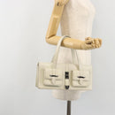 CHANEL Hand Bag Leather White Silver CC Auth bs36301A-26