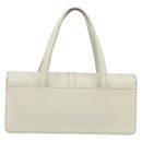 CHANEL Hand Bag Leather White Silver CC Auth bs36301A-3