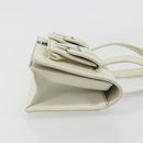 CHANEL Hand Bag Leather White Silver CC Auth bs36301A-4