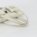 CHANEL Hand Bag Leather White Silver CC Auth bs36301A-7
