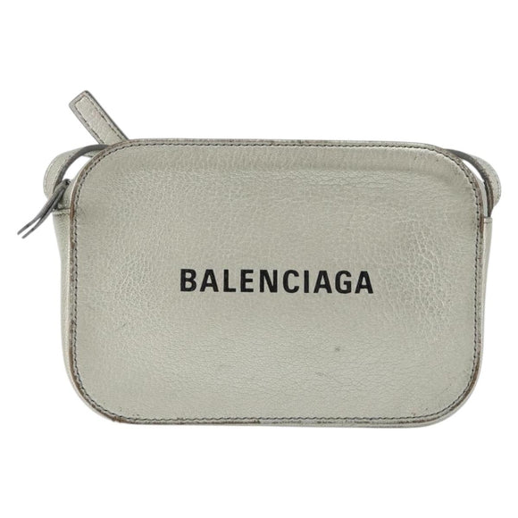 BALENCIAGA Camera Bag XS Every Day Bag Leather Silver 552372 Auth bs36305
