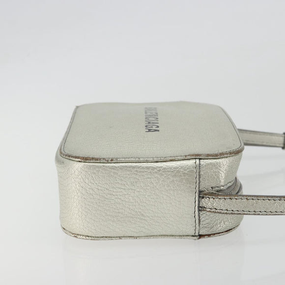 BALENCIAGA Camera Bag XS Every Day Bag Leather Silver 552372 Auth bs36305