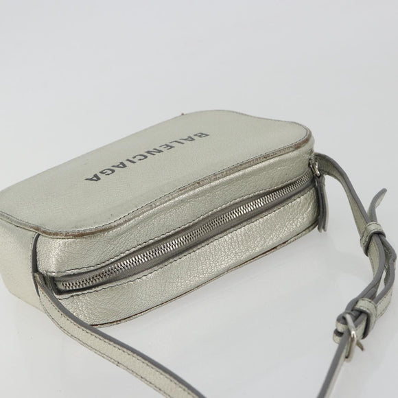 BALENCIAGA Camera Bag XS Every Day Bag Leather Silver 552372 Auth bs36305
