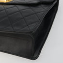 CHANEL Matelasse Chain Shoulder Bag Lamb Skin Black Gold CC Auth bs36306V-10