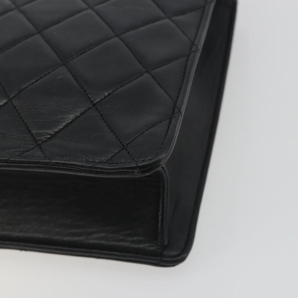 CHANEL Matelasse Chain Shoulder Bag Lamb Skin Black Gold CC Auth bs36306V