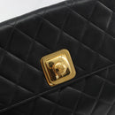 CHANEL Matelasse Chain Shoulder Bag Lamb Skin Black Gold CC Auth bs36306V-14
