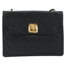 CHANEL Matelasse Chain Shoulder Bag Lamb Skin Black Gold CC Auth bs36306V-2
