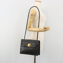 CHANEL Matelasse Chain Shoulder Bag Lamb Skin Black Gold CC Auth bs36306V-26