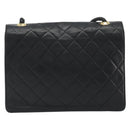 CHANEL Matelasse Chain Shoulder Bag Lamb Skin Black Gold CC Auth bs36306V-3