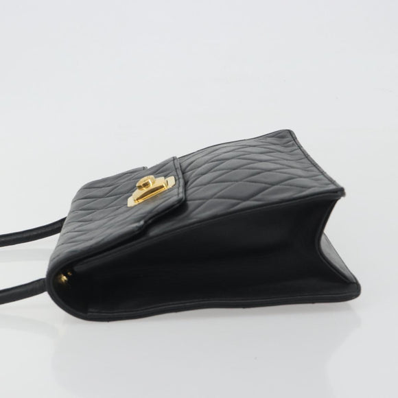 CHANEL Matelasse Chain Shoulder Bag Lamb Skin Black Gold CC Auth bs36306V