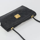 CHANEL Matelasse Chain Shoulder Bag Lamb Skin Black Gold CC Auth bs36306V-6