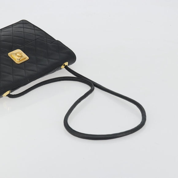 CHANEL Matelasse Chain Shoulder Bag Lamb Skin Black Gold CC Auth bs36306V